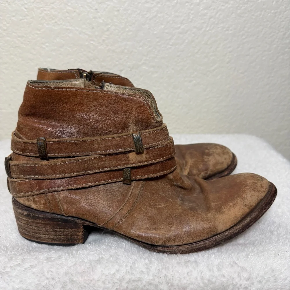 Freebird By Steven Watts Brown Distressed Leather Ankle Boots Size 9